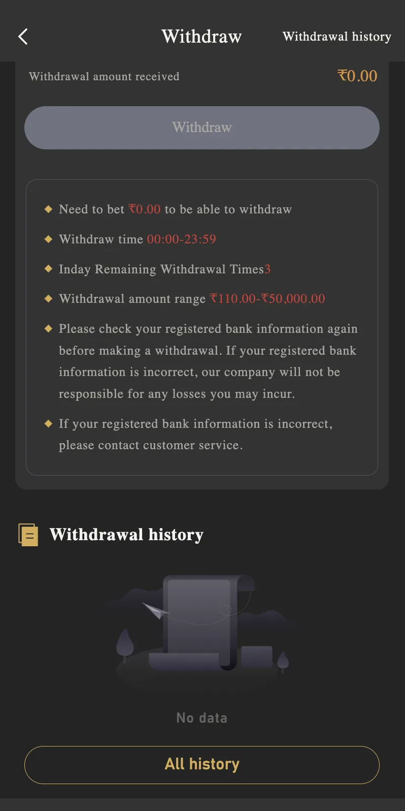 TP Play withdrawal limits and rules